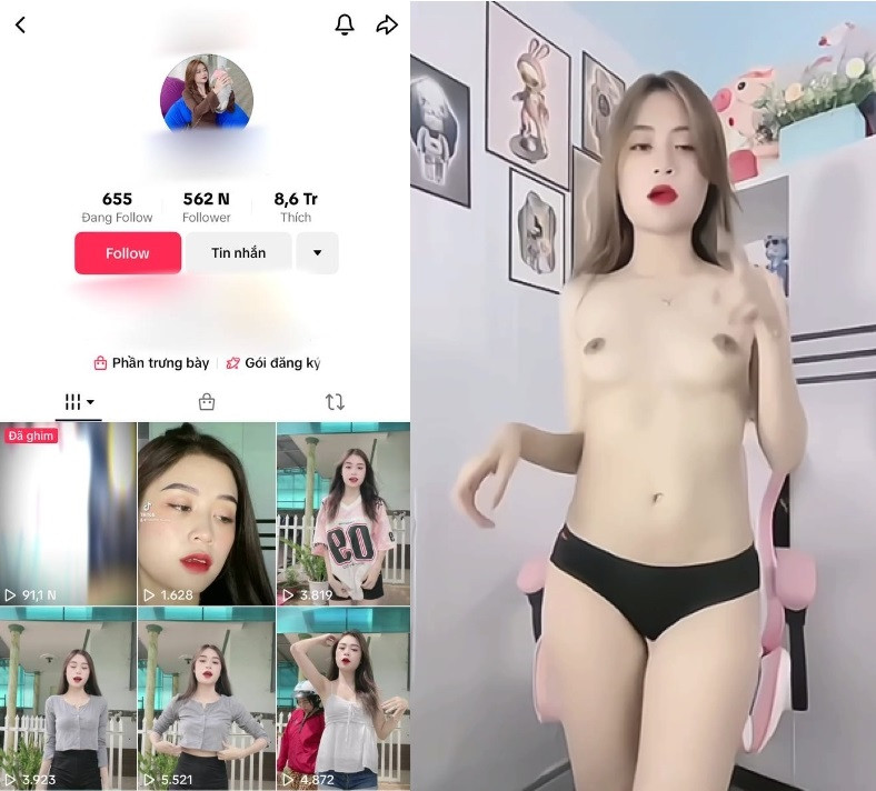 Tiktoker dáng cực phẩm nhấp nhanh