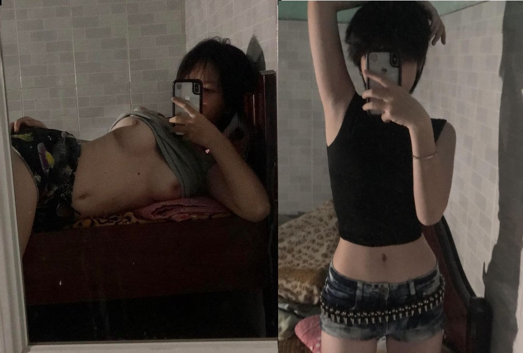 Tóc ngắn xinh vạch lồn ra mời gọi